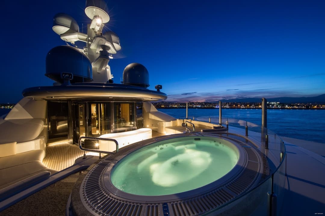 Luxury Yacht at night sunset hot tub