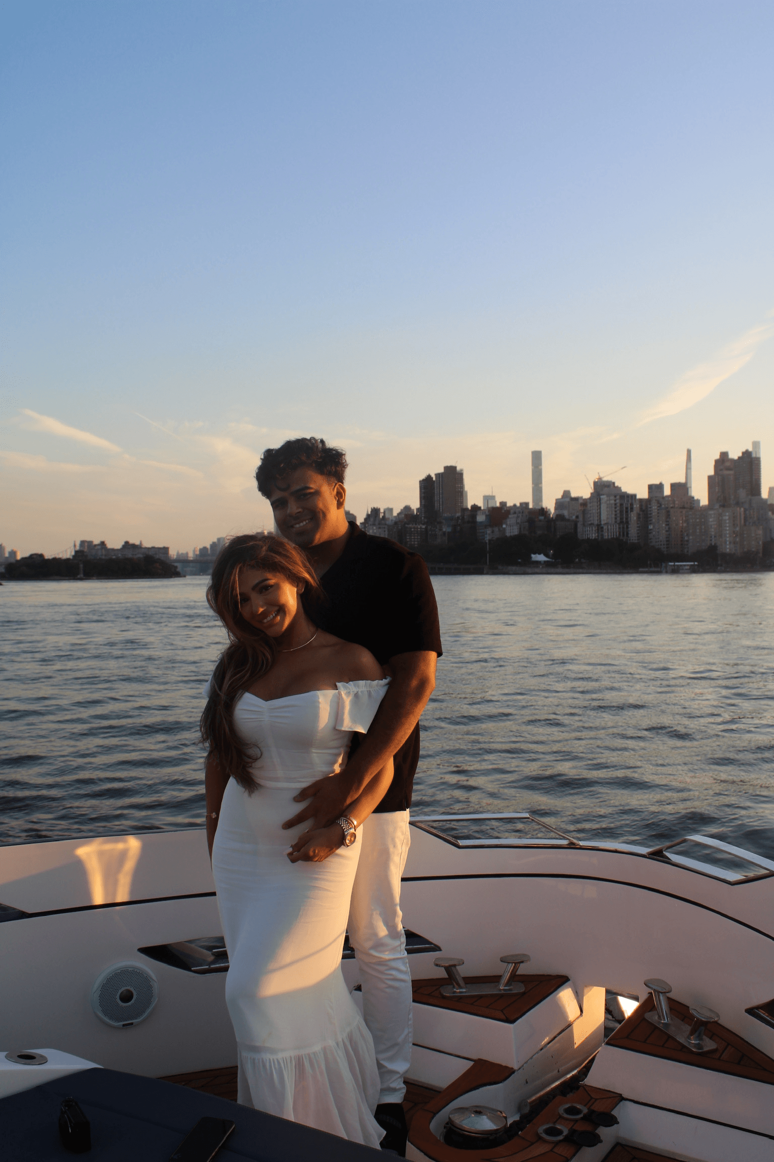 Couple enjoying yacht sunset